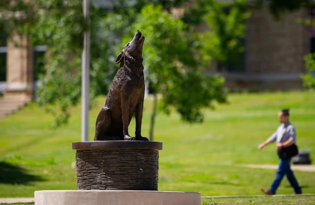 "Tiago" red wolf statue
